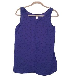 Liz Lange Maternity Blue Crochet V-Neck Tank Top Size Medium